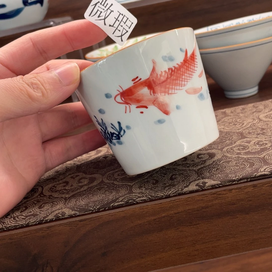 釉下手绘茶具微瑕