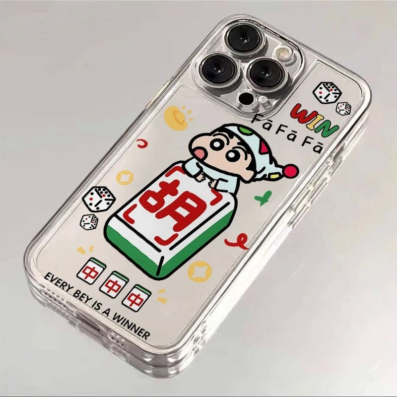 麻将蜡笔小新太空手机壳适用于苹果16透明iphone14保护壳1512pro
