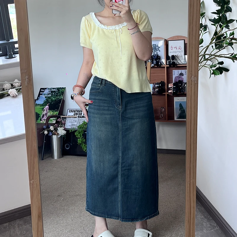 【C】秋季新款大码微胖百搭不挑人牛仔半身裙   3507