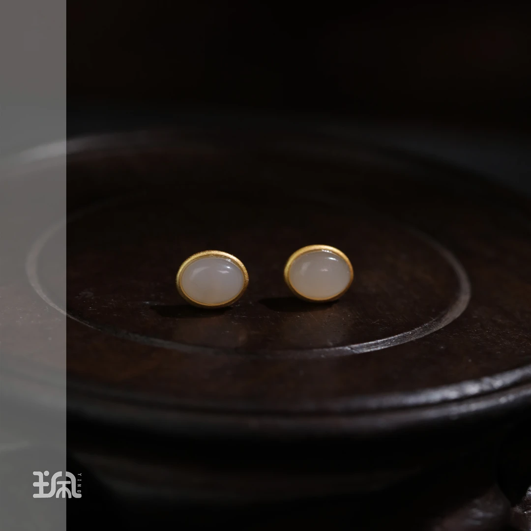 念圆|和田玉*耳钉*S925银镀金YJA25030301多样性发其一(Y）