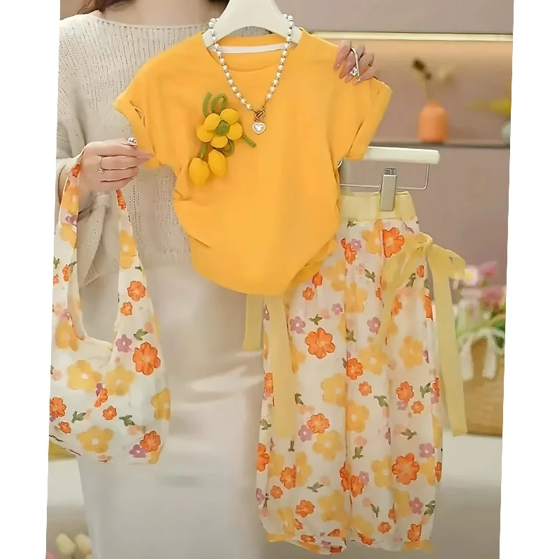 女童夏季套装2025新款儿童网红洋气时髦短袖薄款两件套夏装女孩潮