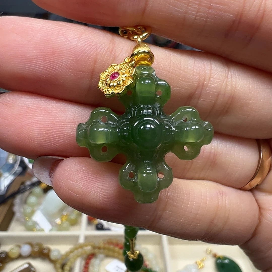 和田玉未镶嵌项链十字金刚杵