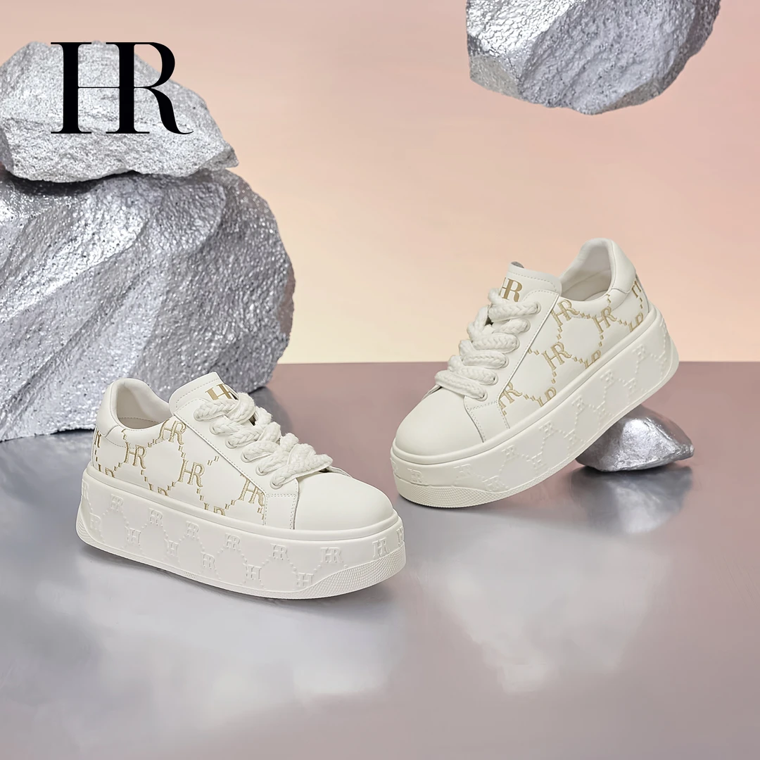 HR/赫莲娜女鞋2025秋季新款休闲板鞋厚底轻便百搭小众设计小白鞋
