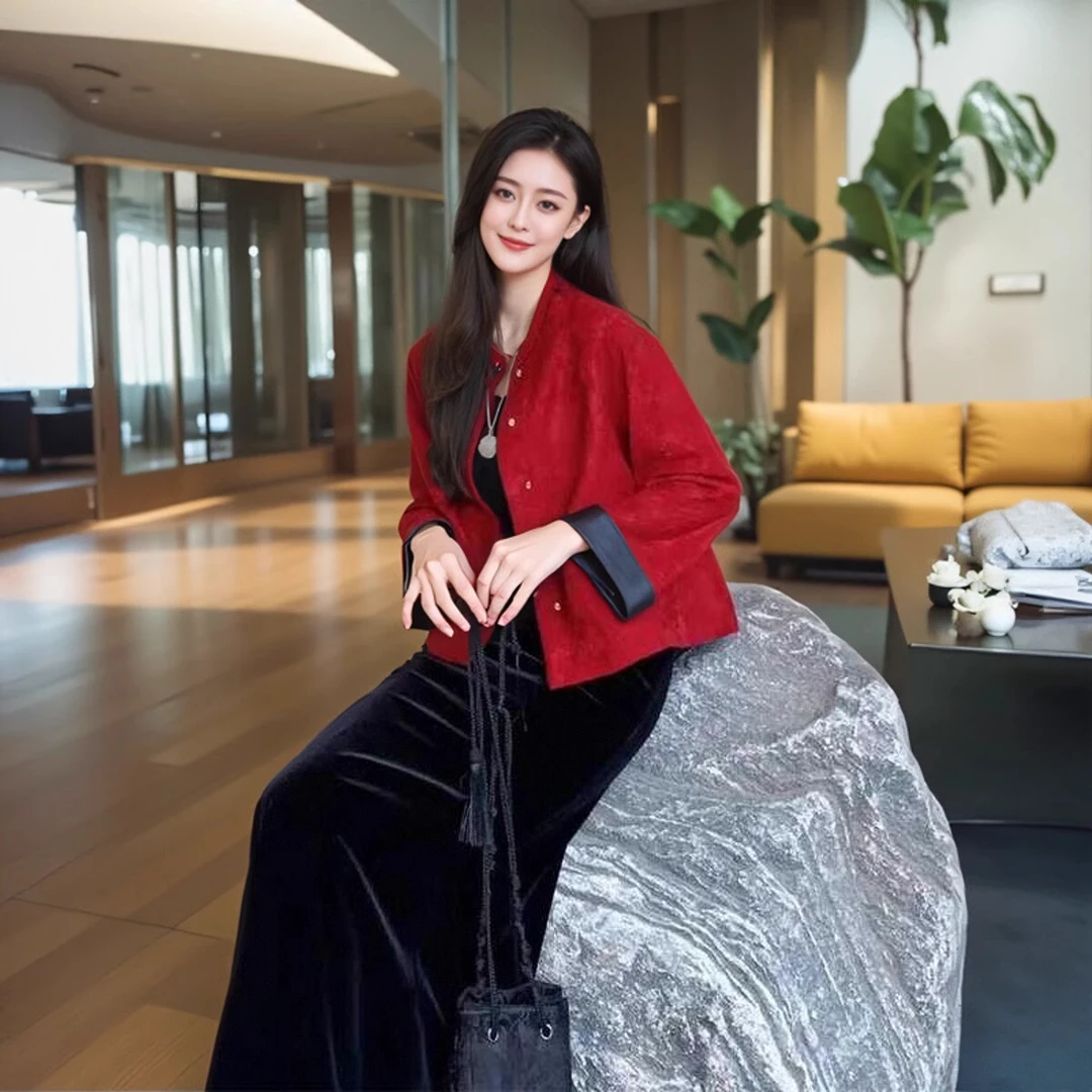 新中式国风套装裙唐装红色外套丝绒吊带老钱风松弛感女装贵气