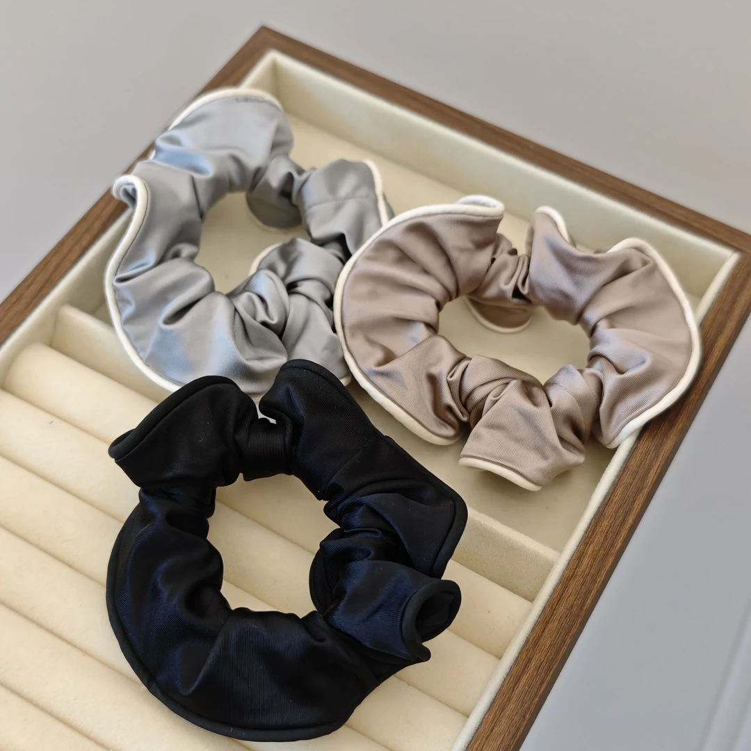 韩系法式木耳边缎面小肠发圈新款简约轻奢高弹力马尾发绳头饰发饰