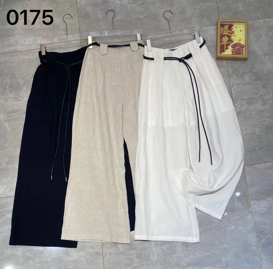 【BAI】夏新款复古宽松阔腿长裤女高腰显瘦裤子0175