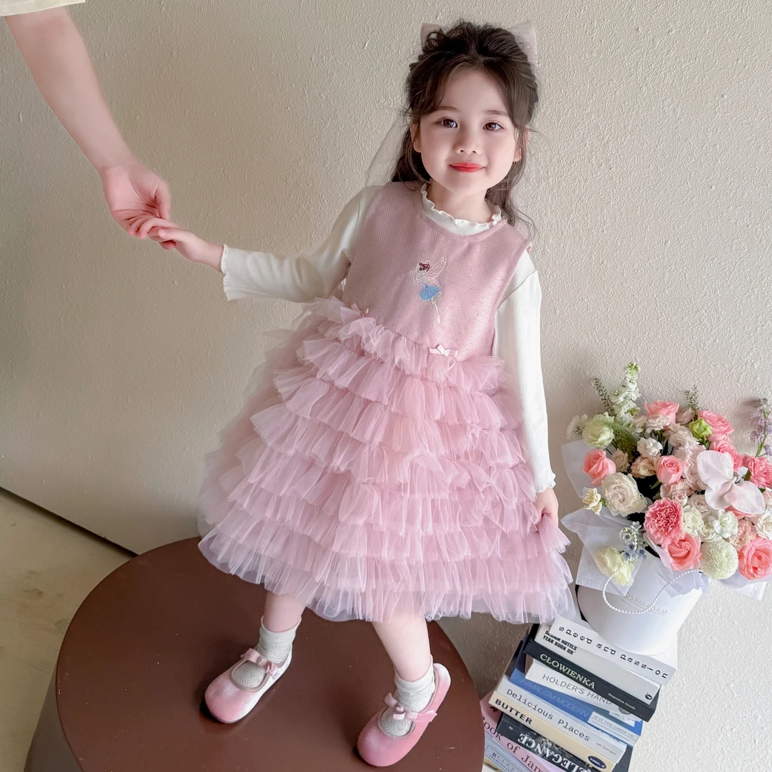 女童连衣裙秋装2025洋气裙子女宝宝公主裙周岁礼服儿童网纱裙春秋