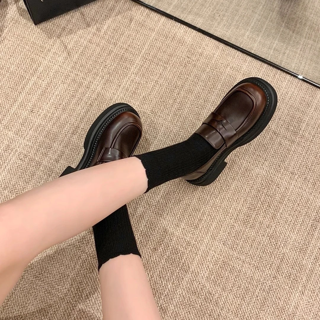 【sheii苏茵茵】美拉德单鞋女英伦风复古厚底懒人乐福鞋女小皮鞋