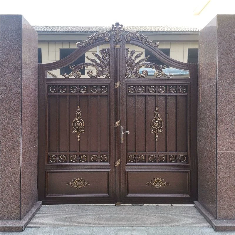 铝合金庭院门别墅围墙双开门电动艺术门农村家用大门定制
