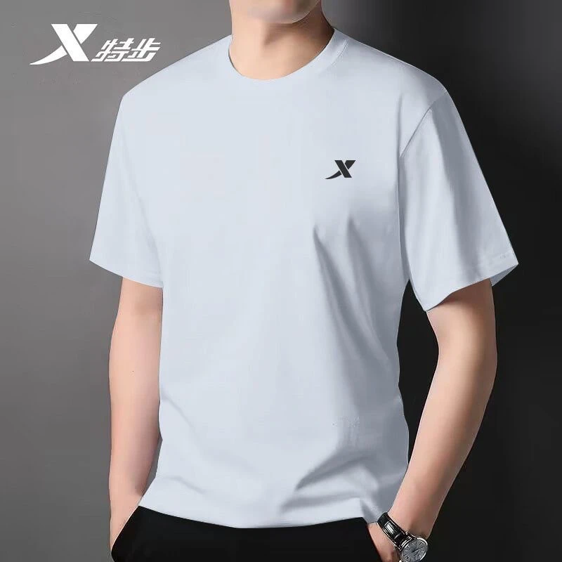 特步冰丝运动短袖t恤男夏季速干衣健身服男士跑步体恤透气半袖男