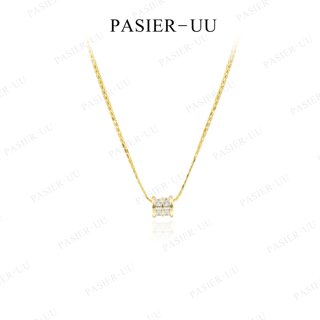 铜合金合成锆石项链 合成立方氧化锆 铂思亚 [星环]项链BD9756