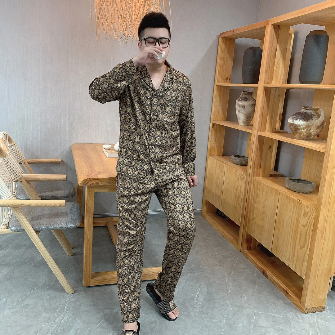 男士长袖睡衣套装2025秋季高品质奢华潮流可外穿家居服两件套男款