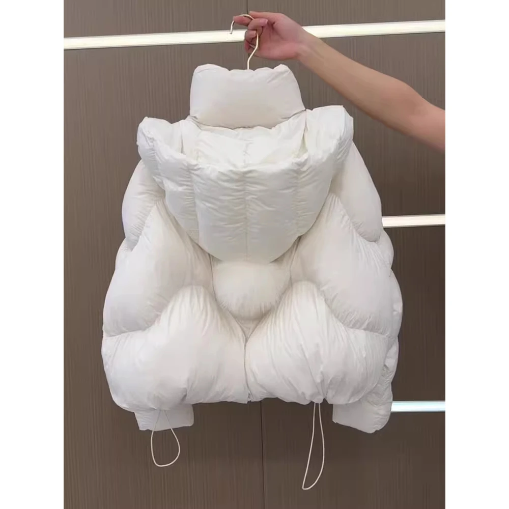 高级感时尚显瘦棉服女冬季新款韩版设计感连帽加厚保暖棉衣外套