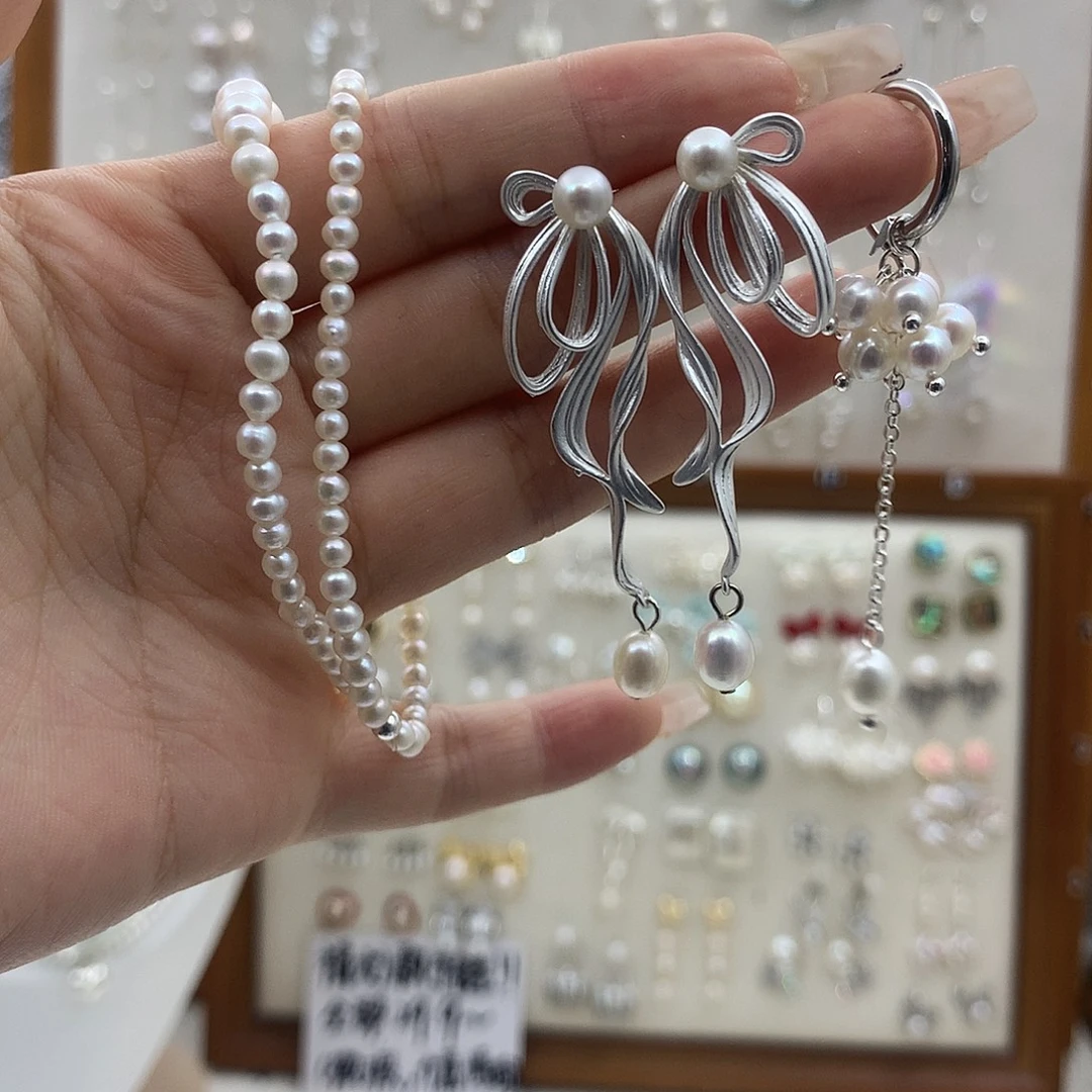 耳饰淡水珍珠银S925镶嵌