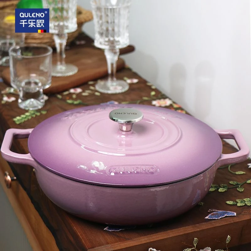 QULENO女王锅26cm铸铁锅珐琅锅无涂层海鲜锅炒锅汤锅焖炖锅耐高温