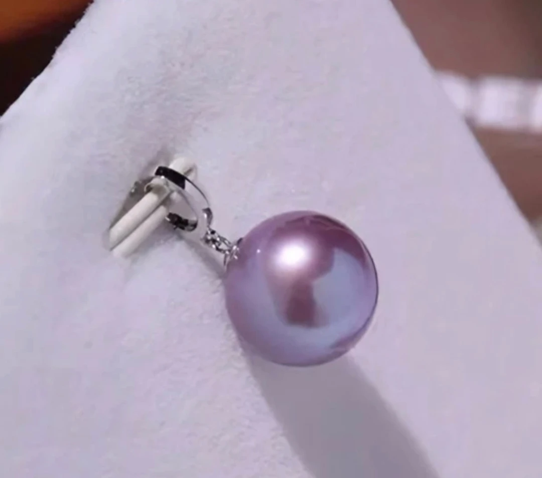 E66 【潇潇甄选】 S925银 淡水珍珠紫色大龙珠吊坠 14-15mm