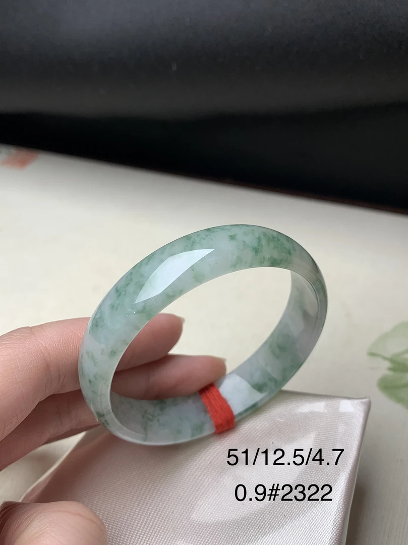 51圈口飘花童镯天然缅甸翡翠手镯#货号2322