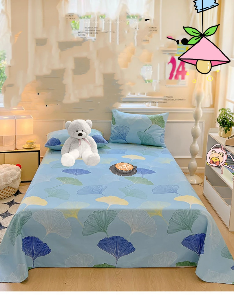 加厚原棉粗布床单单件棉亚麻棉居家宿舍单人双人三件套凉席