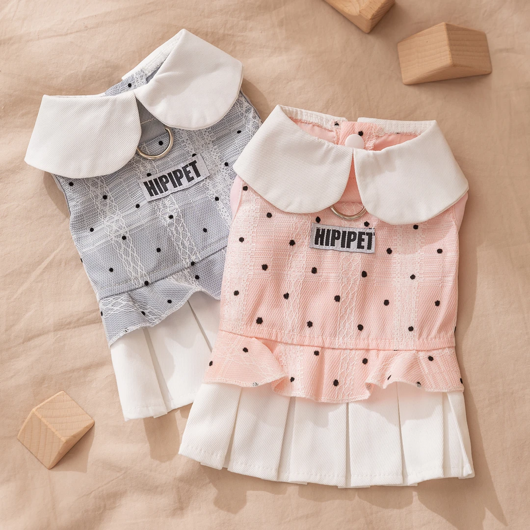 嬉皮狗秋冬波点学院风宠物衣服连衣裙小狗狗衣服薄款0533