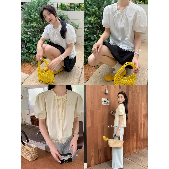L-6658#『少女心事』好显白的蕾丝边上衣