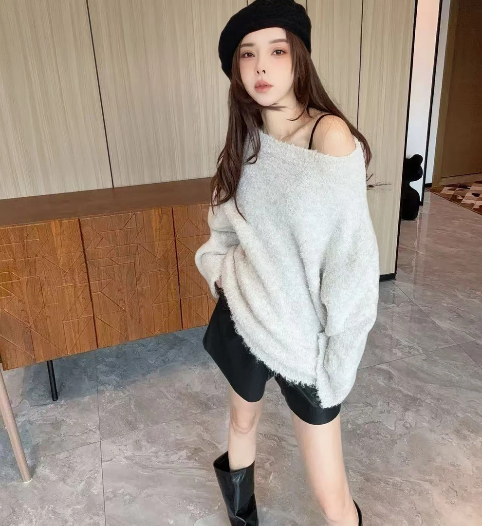 【丽丽推荐】高品斜肩圈圈毛毛衣