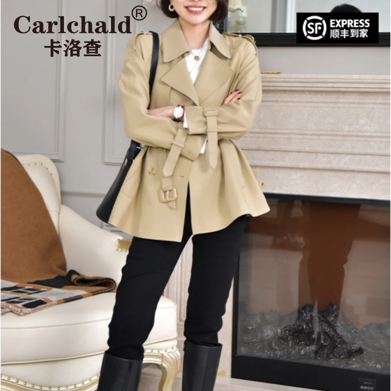卡洛查（CARLCHALD）春秋气质时尚流行小个子外套一手长风衣百搭