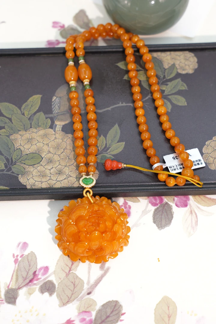 古董老蜡牡丹花DIY项链多样性发一件JSJ74306007