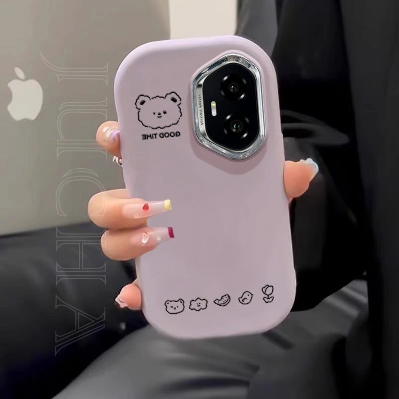 镜框奶里奶气小熊适用荣耀300手机壳高级感轻奢honor200pro简约火