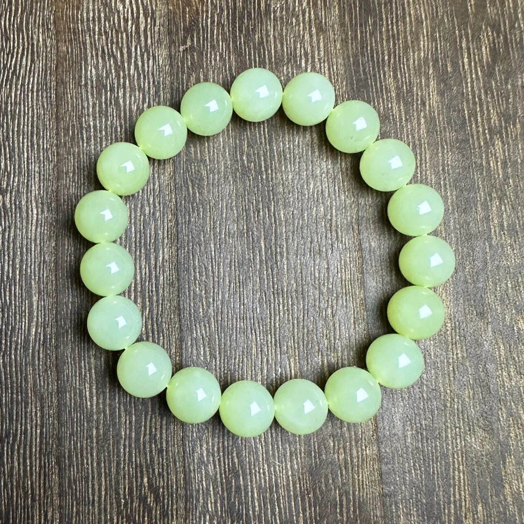 【藏品级】高端和田玉黄口圆珠手串约10mm时尚素圈手链孙千同款手链