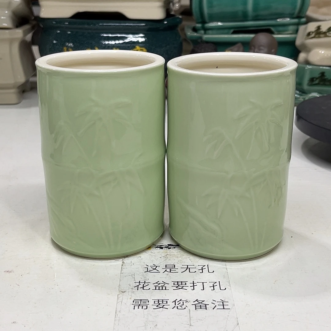 陶瓷绿植多肉微瑕花盆口径8.5*14无孔