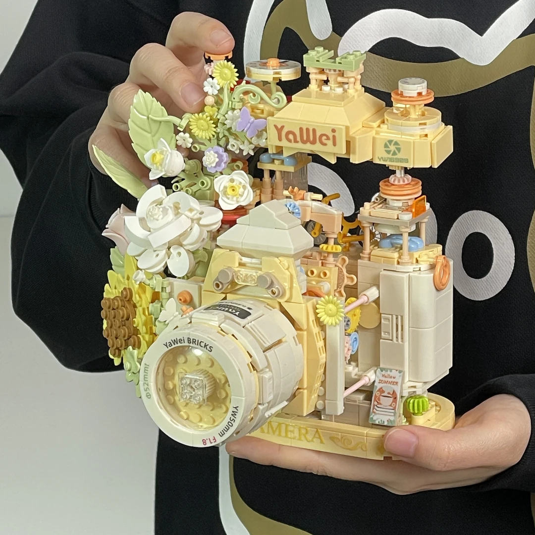 积木照相机模型建构颗粒拼装积木街景拼插玩具摆件生日礼物小众