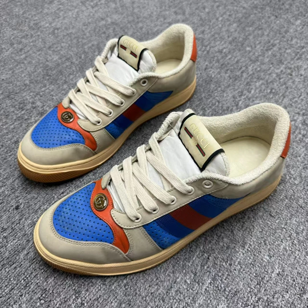 99新 GUCCI/古驰 男士休闲时尚灰蓝配色脏脏鞋41码 cat127