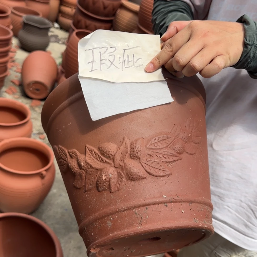 紫砂花盆口30高24宜兴紫砂瑕疵硌皮花泥