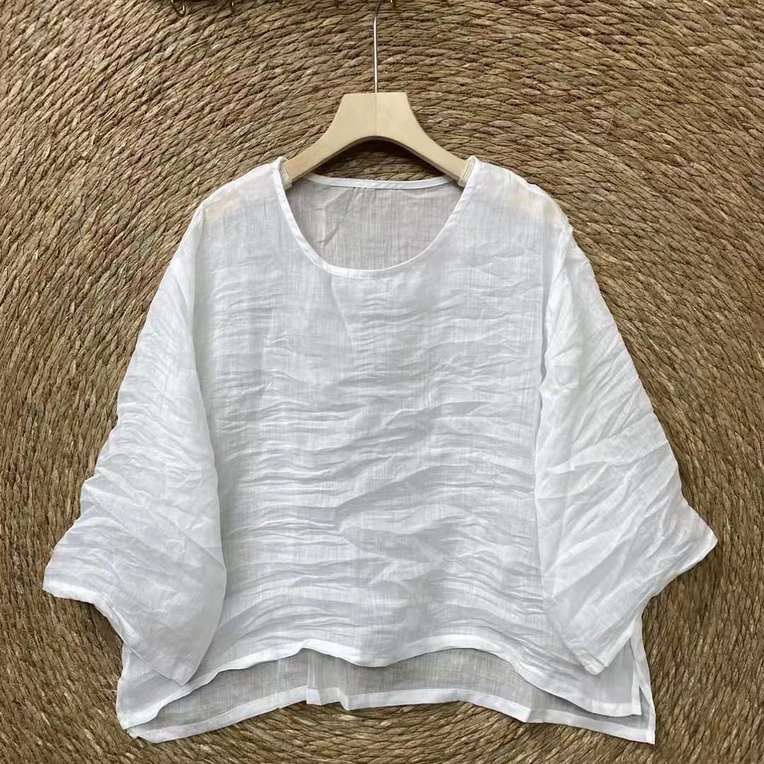 1009苎麻七分袖上衣