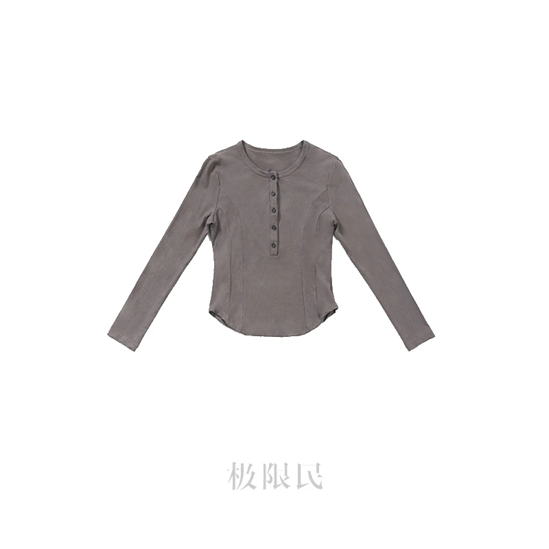 极限民《锁柔》夏季休闲薄款亨利领长袖显瘦T恤W4302Q2001