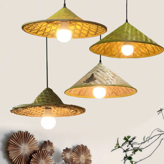 竹编斗笠吊灯仿古草帽灯火锅店餐厅灯笼饭店餐厅吊顶景区户外装饰