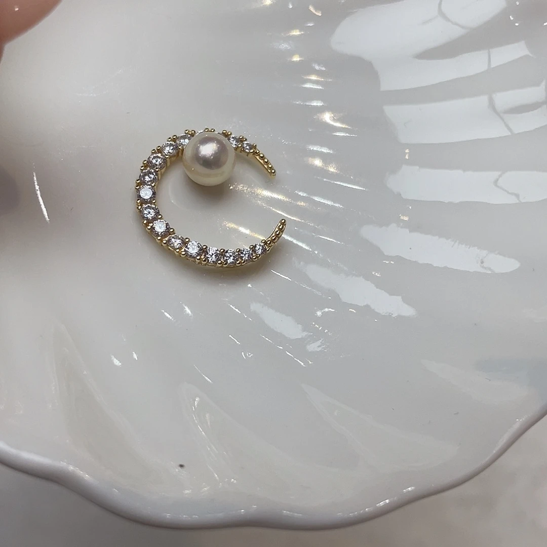 银S925镶嵌海水珍珠吊坠(不含链)