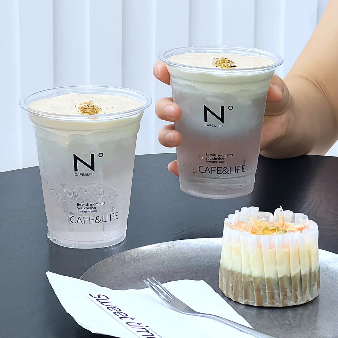 一次性咖啡杯子PET冷饮塑料杯奶茶饮品外带打包杯子带盖商用定制