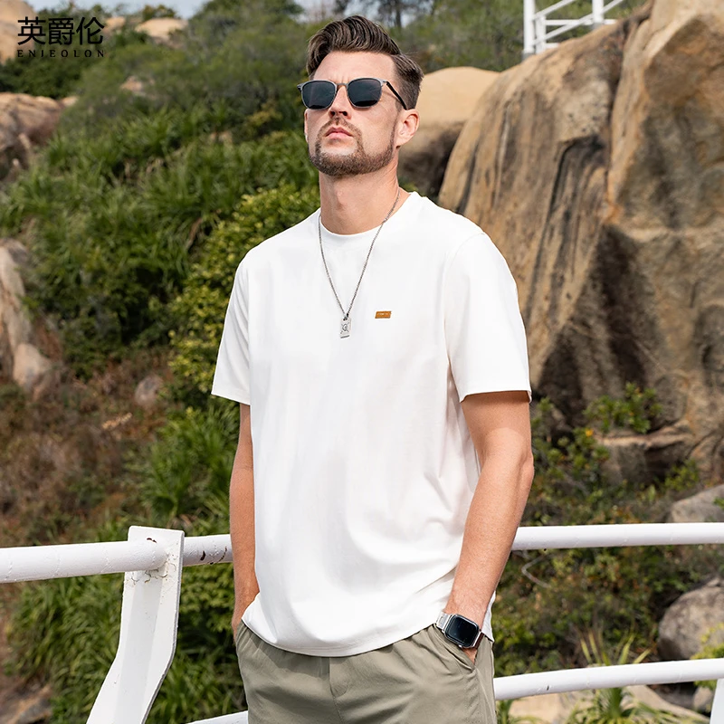 100支轻奢 液氨凉感丝光棉短袖T恤男夏季爽滑冰丝正肩体恤T3226