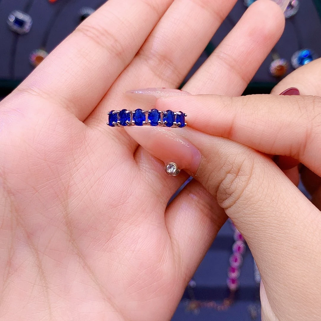 蓝宝石戒指银S925镶嵌