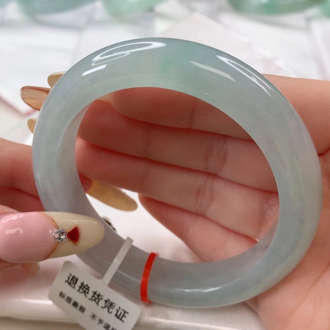 翡翠手镯未镶嵌54.8蓝底飘金丝绿种色嘎嘎好～捡漏美镯