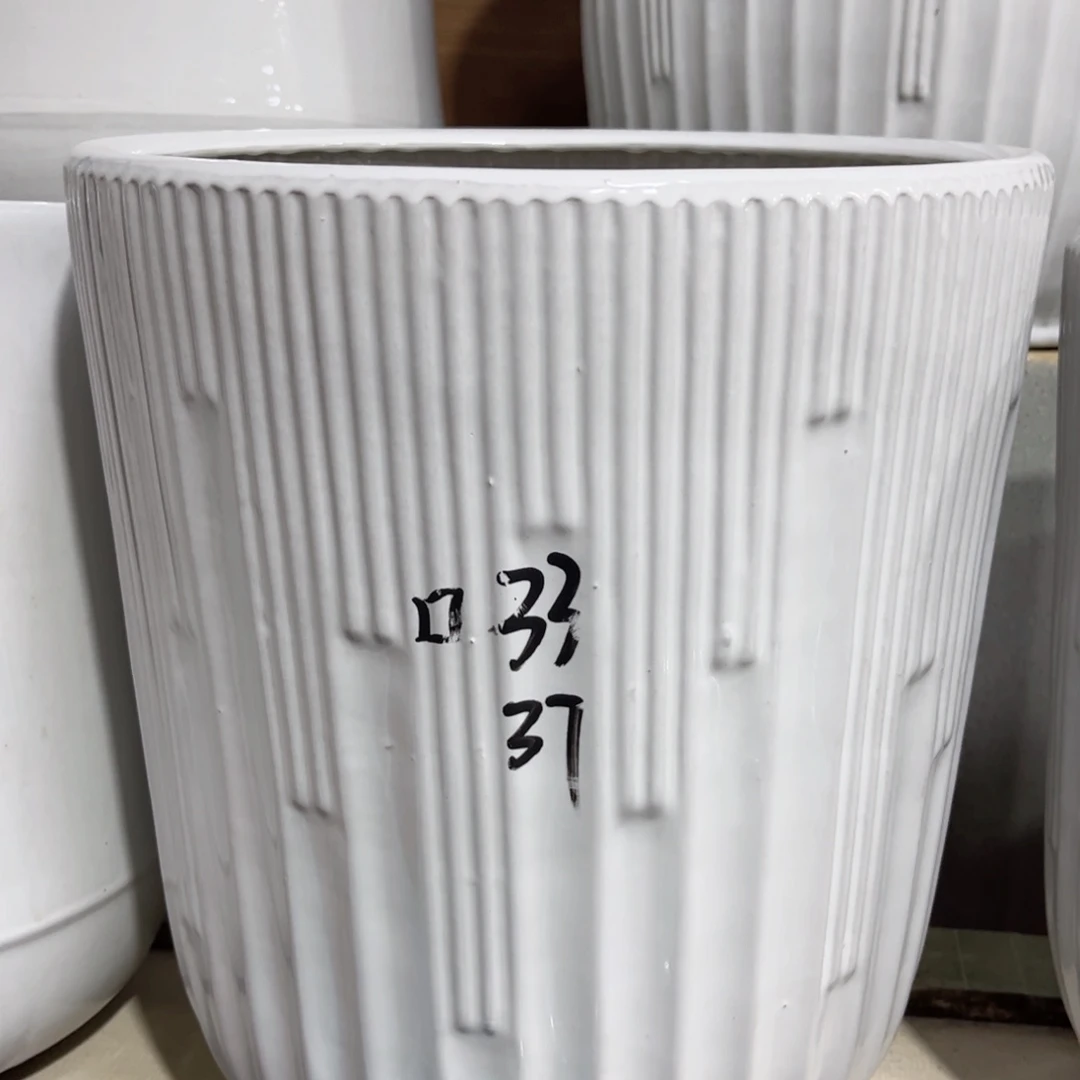纯白大号音符33口陶瓷花盆微瑕