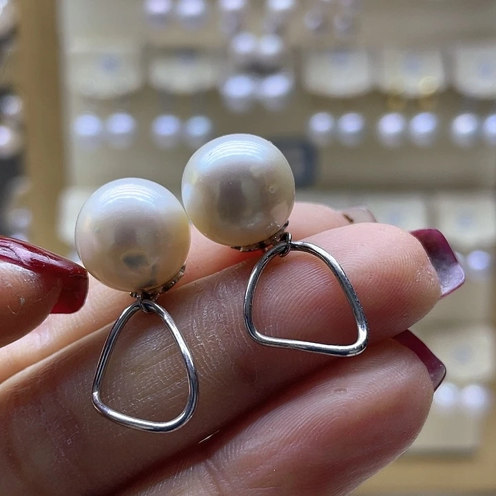 淡水珍珠耳饰银S925镶嵌