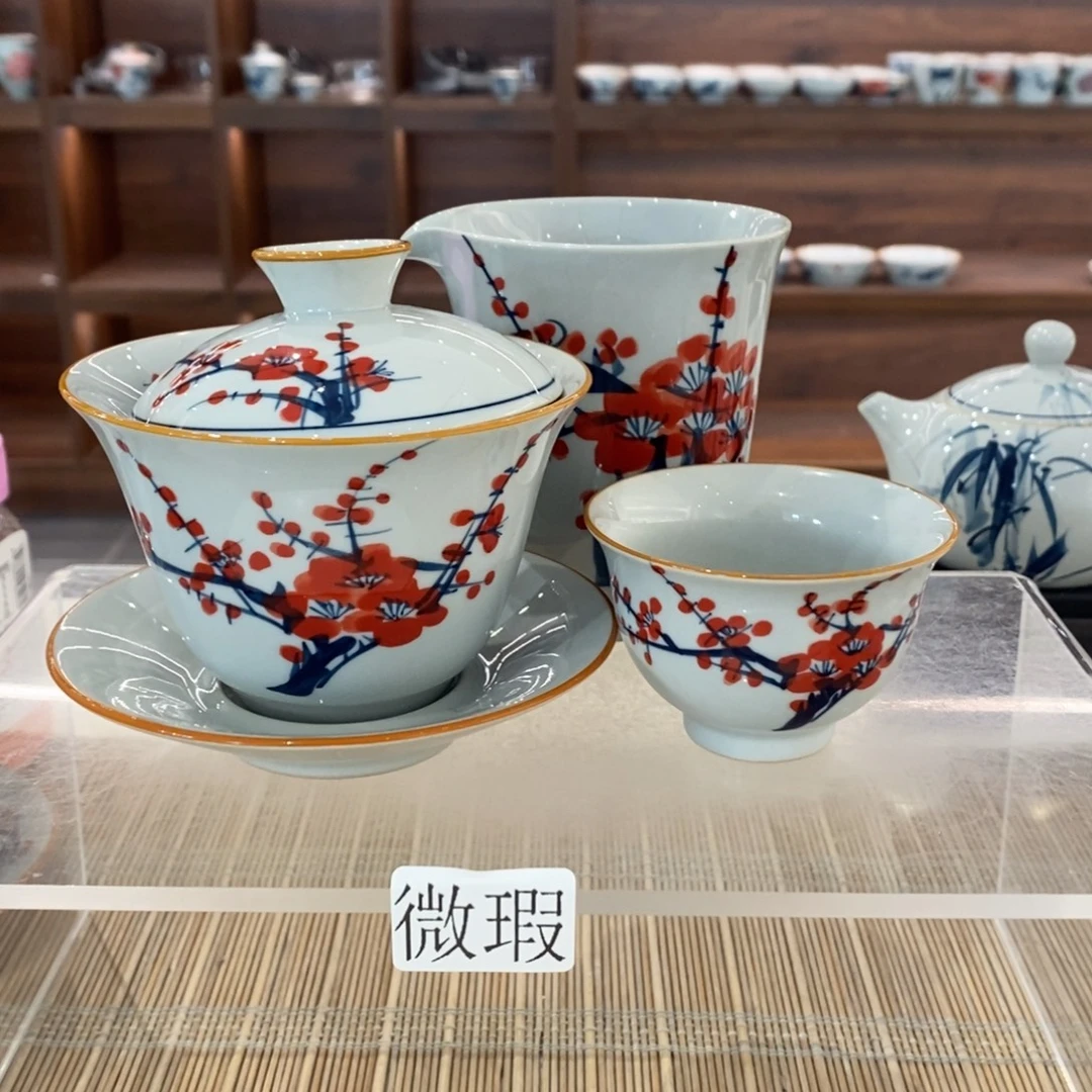 釉下彩老陶泥手工绘制