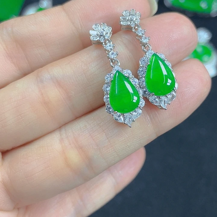 翡翠银S925镶嵌吊坠(不含链)