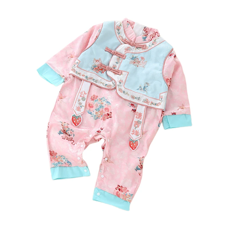 2025春秋季新款女童格格服中国风连体衣婴幼儿长袖哈衣外出服潮流