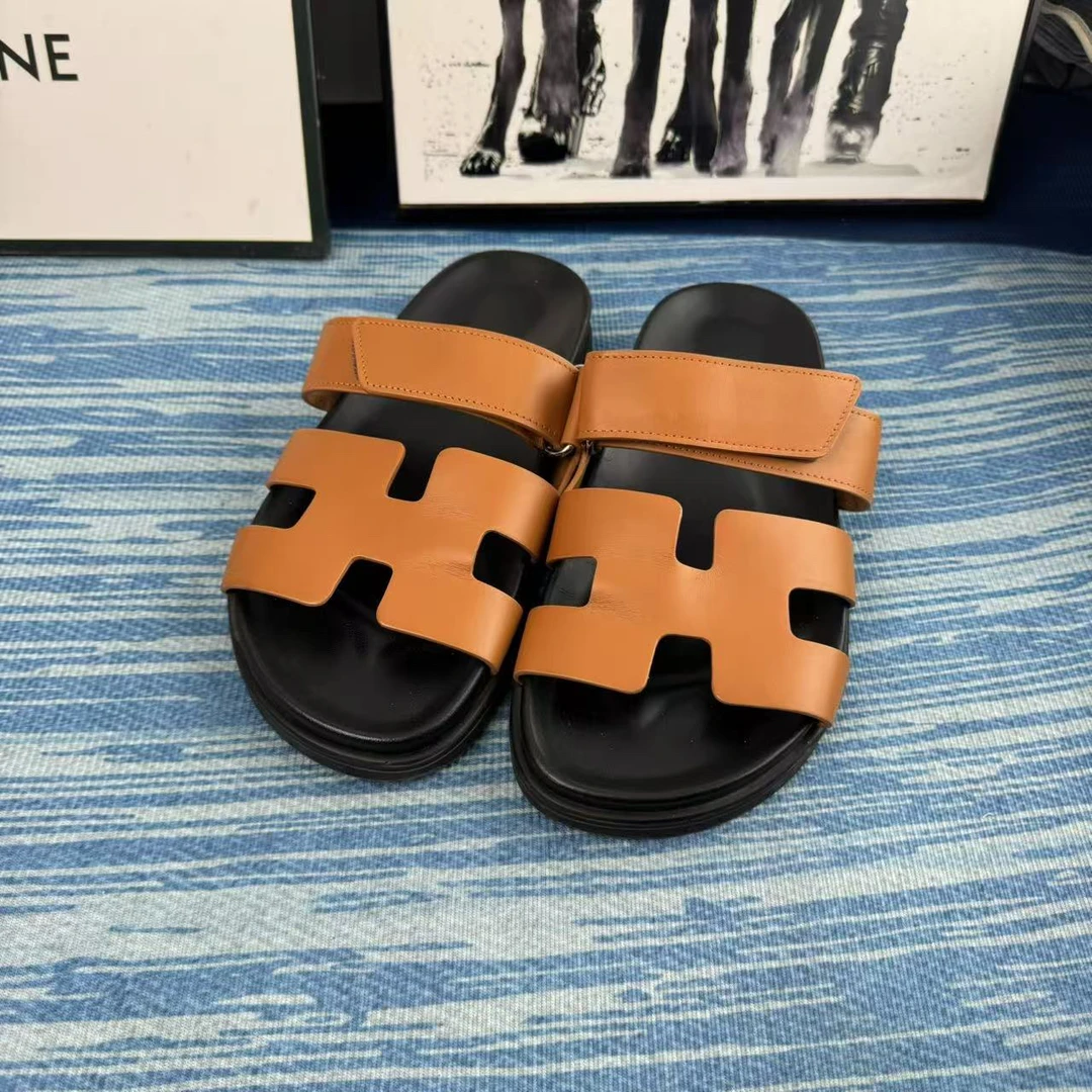 99新 Hermes/爱马仕 葡萄籽奢潮/爱马仕H标拖鞋/37女鞋平底凉鞋