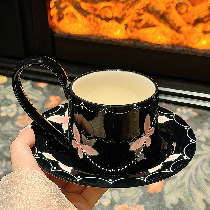【直播】复古风咖啡杯碟家用陶瓷喝水杯子马克杯高档精致下午茶杯
