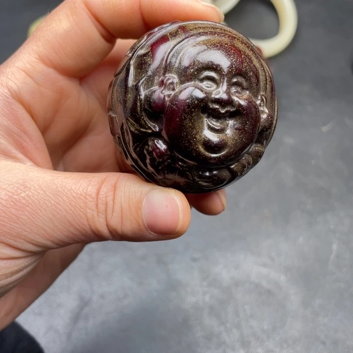 天***福白玉菩提把件摆件