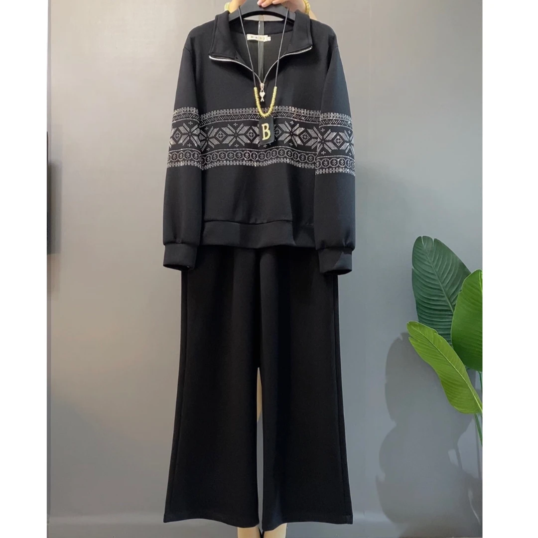 秋季新款大码分体卫衣裤子减龄宽松休闲百搭气质时尚胖妹妹套装女